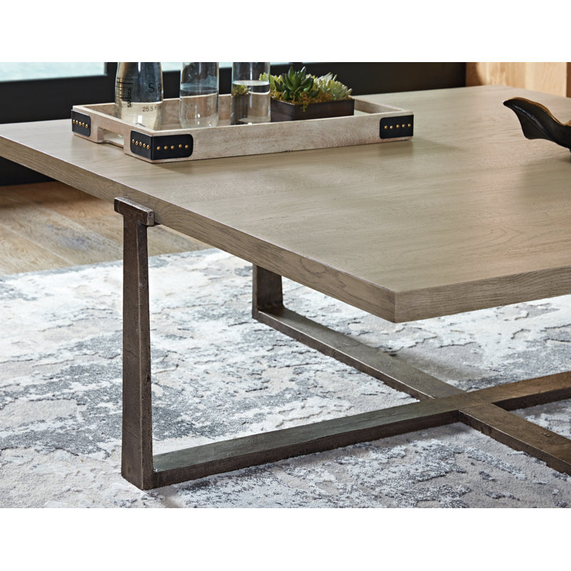 Dalenville Rectangular Black and Gray Wood Metal Coffee Table