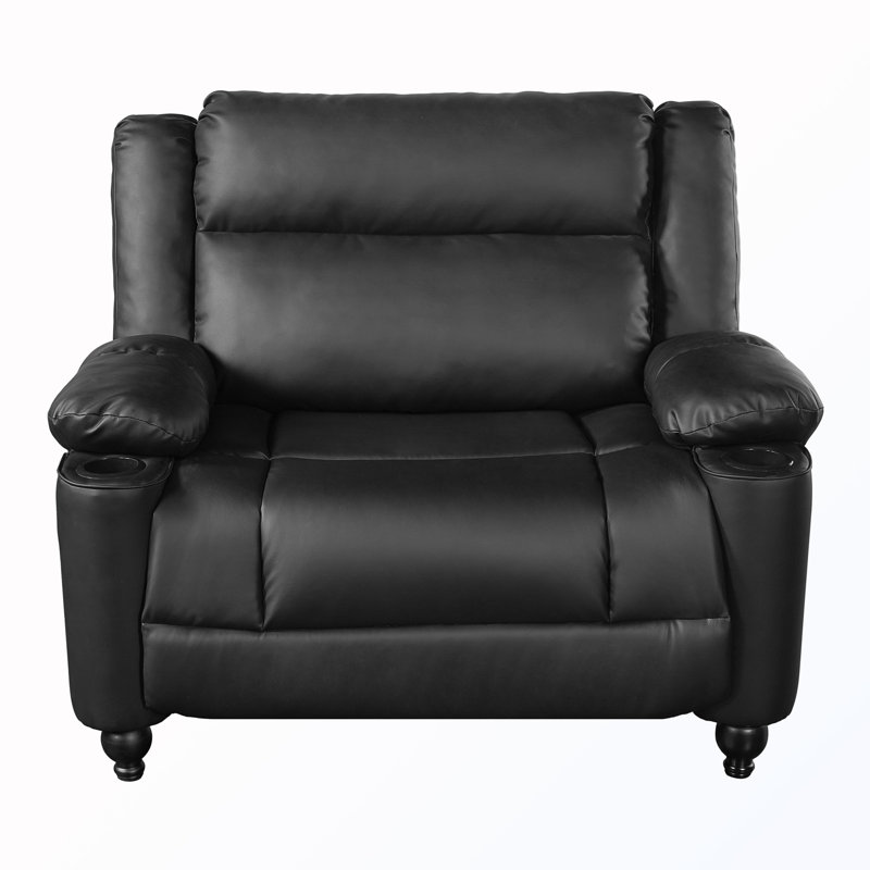 Fauteuil inclinable manuel capitonné, Similicuir noir