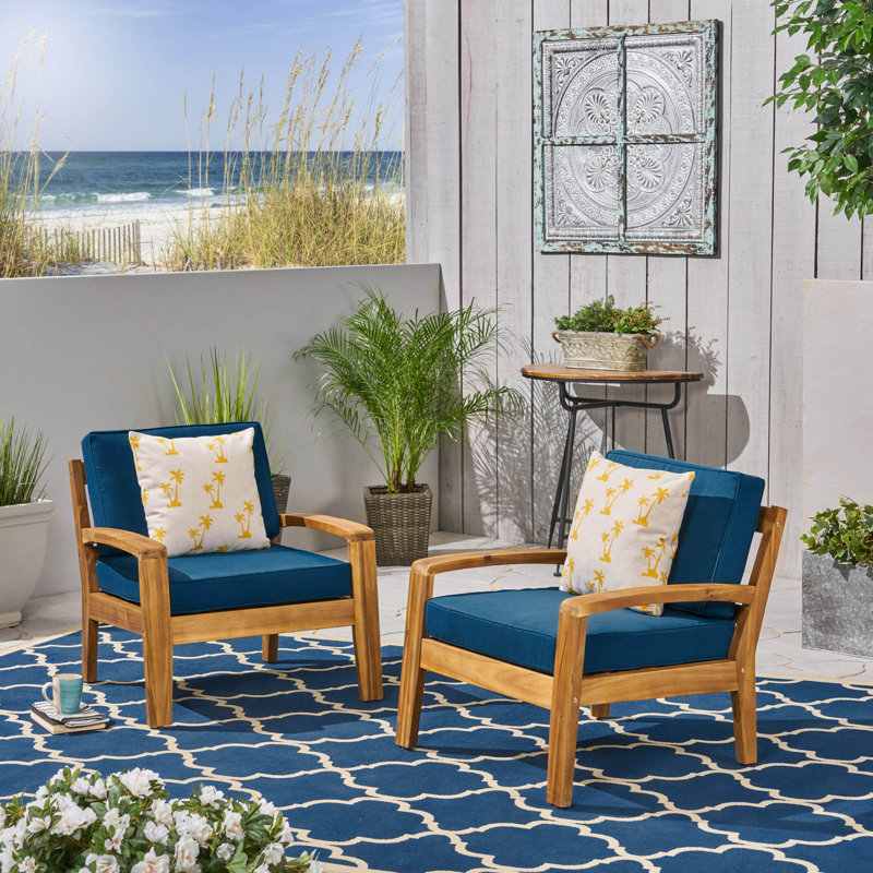 Chaise de patio avec coussins Sondra, Teck