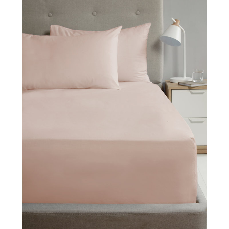 Asaru Cotton Blend Fitted Sheet, Pink, Kingsize (5')
