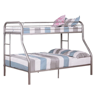 Twin Over Full Metal Bunk Bed In Silver Contemporary Style With Angled Mattress Ready For Bedroom Use Effectiveness Design Sleep Utility