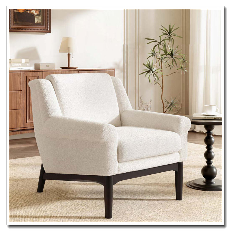 Chaise d'appoint moderne avec accoudoirs évasés, Beige