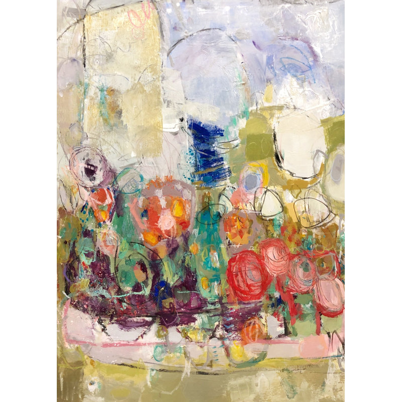 «Happy Day» par Elizabeth Chapman - Peinture, H 32 po x l 24 po x P 1,5 po, Toile tendue