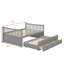 Lit de jour double en bois pleine grandeur, lit gigogne simple et 3 tiroirs de rangement-540491672