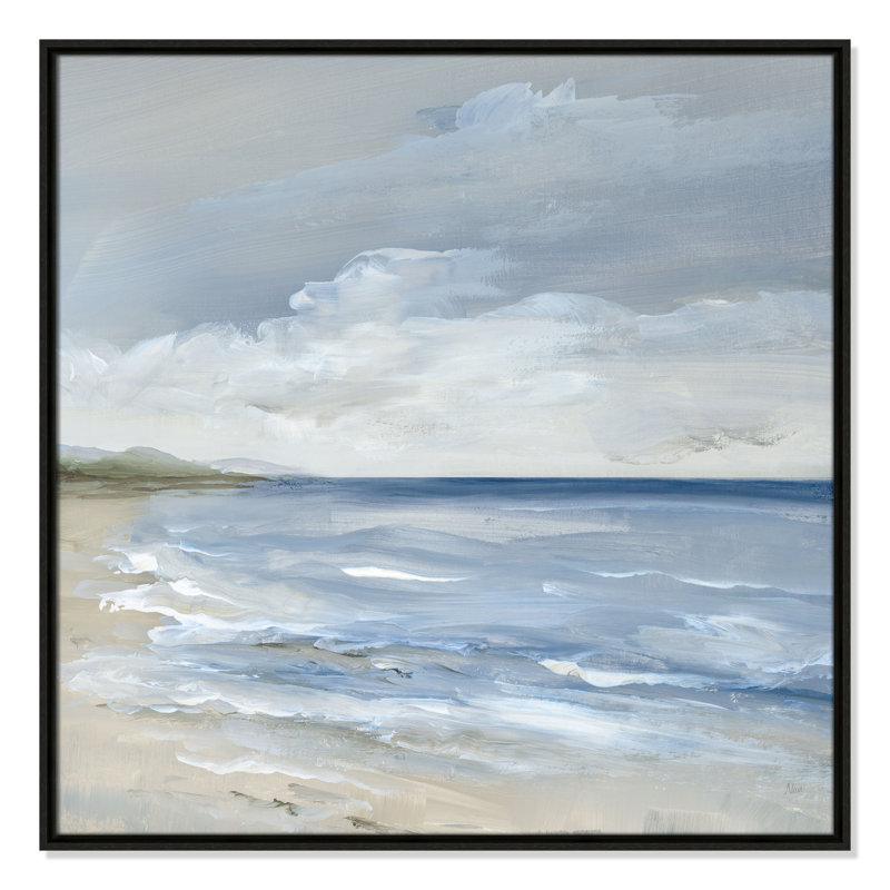 «Whispering Waves Print» par Nan, H 31,5 po x l 31,5 po, Flottant espresso