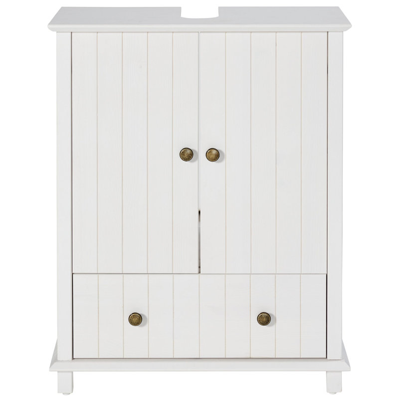 Meiman Solid Wood Freestanding Bathroom Cabinet, White