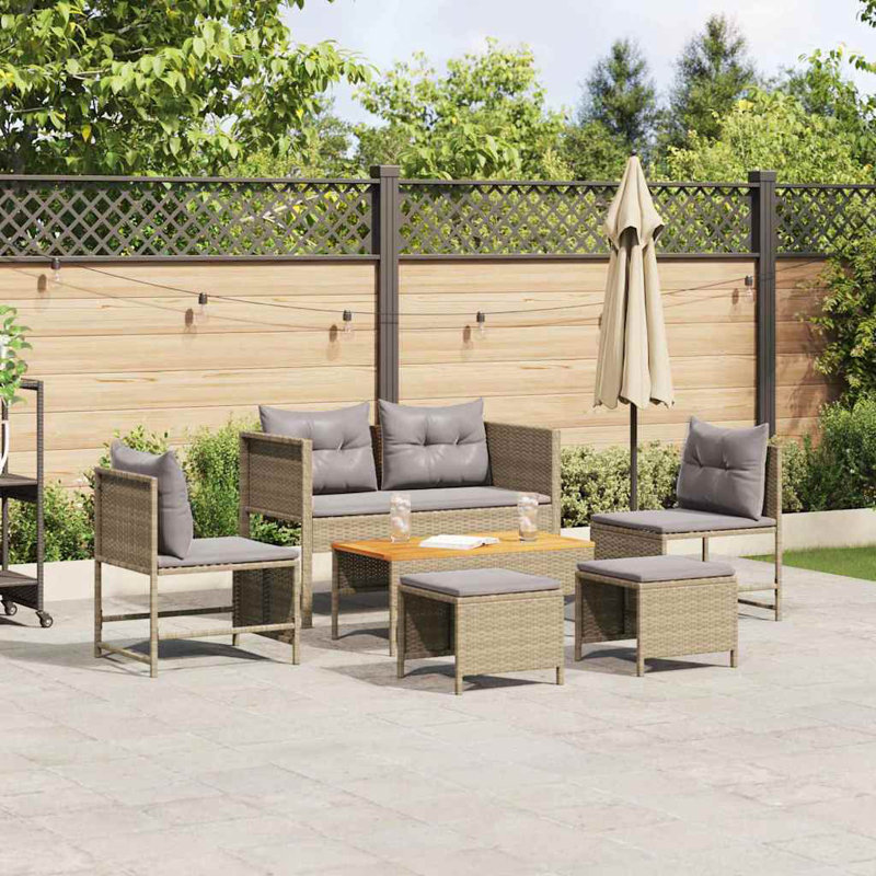 vidaXL Garden Sofa Set with Cushion Poly Rattan Furniture Outdoor Living, Light Grey, Beige