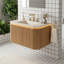 30" Wall Mounted Single Sink Bathroom Vanity with Engineered Marble Top-1149367690