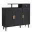 Élégante armoire de rangement de salon avec un design arqué, des tablettes réglables