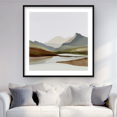 Montagnes - paysages blancs, reproduction encadrée pour décor