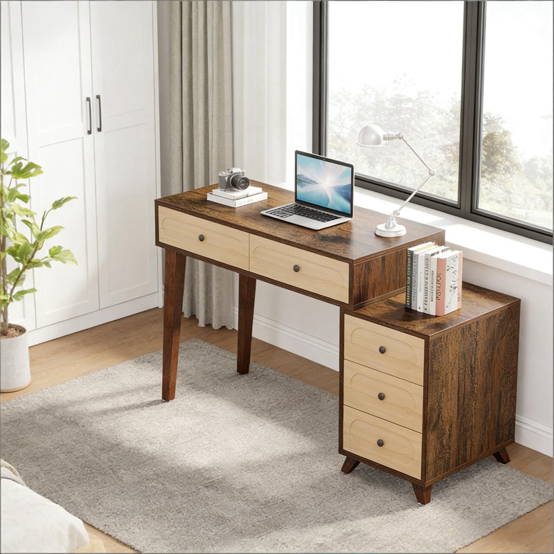 Bureau d'écriture rectangulaire avec 5 tiroirs