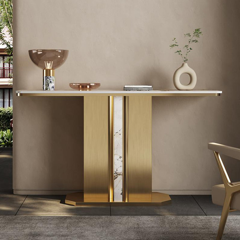 Console de style français en pierre frittée, H 33,4 po x l 47,2 po x P 13,7 po