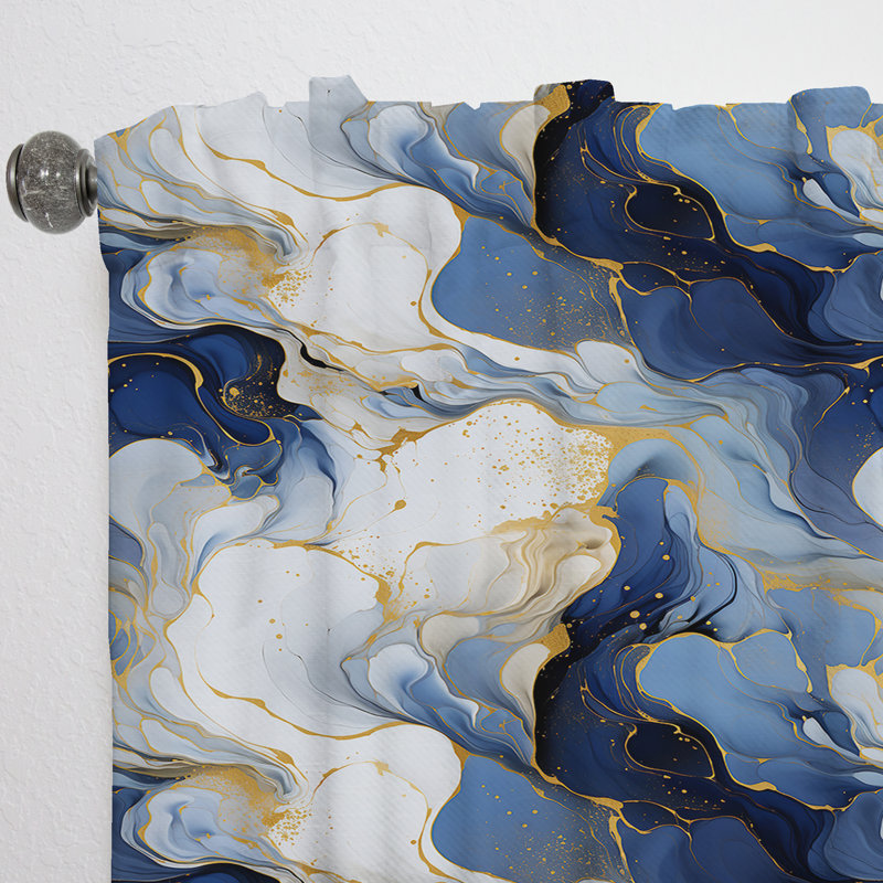 Rideau obscurcissant céleste en marbre bleu et or III céleste - 1 panneau, L 52 po x L 63 po