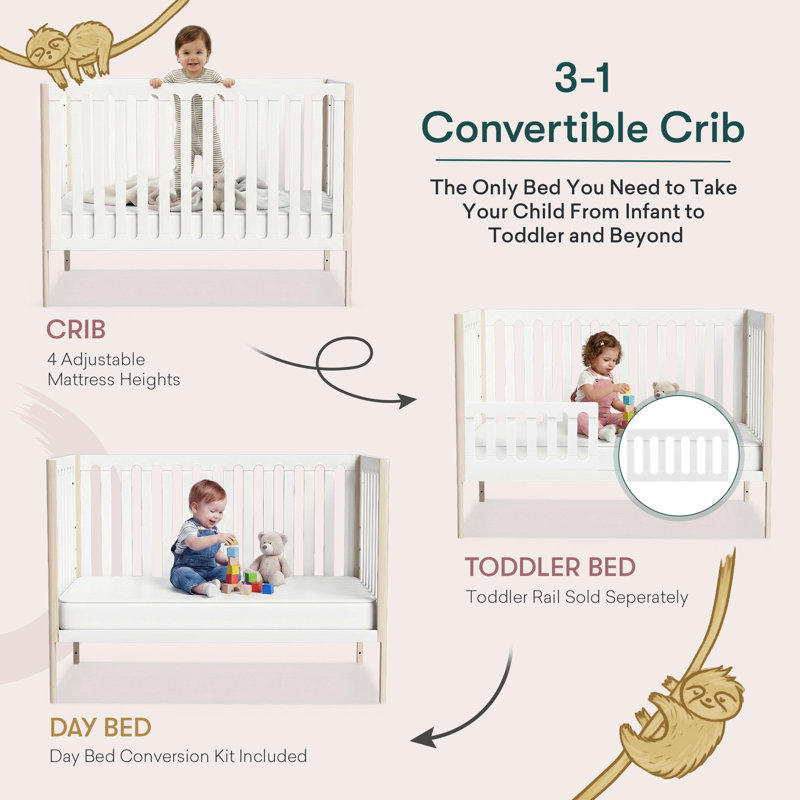 Lulla & Lulli Crib, White/Blond Wood