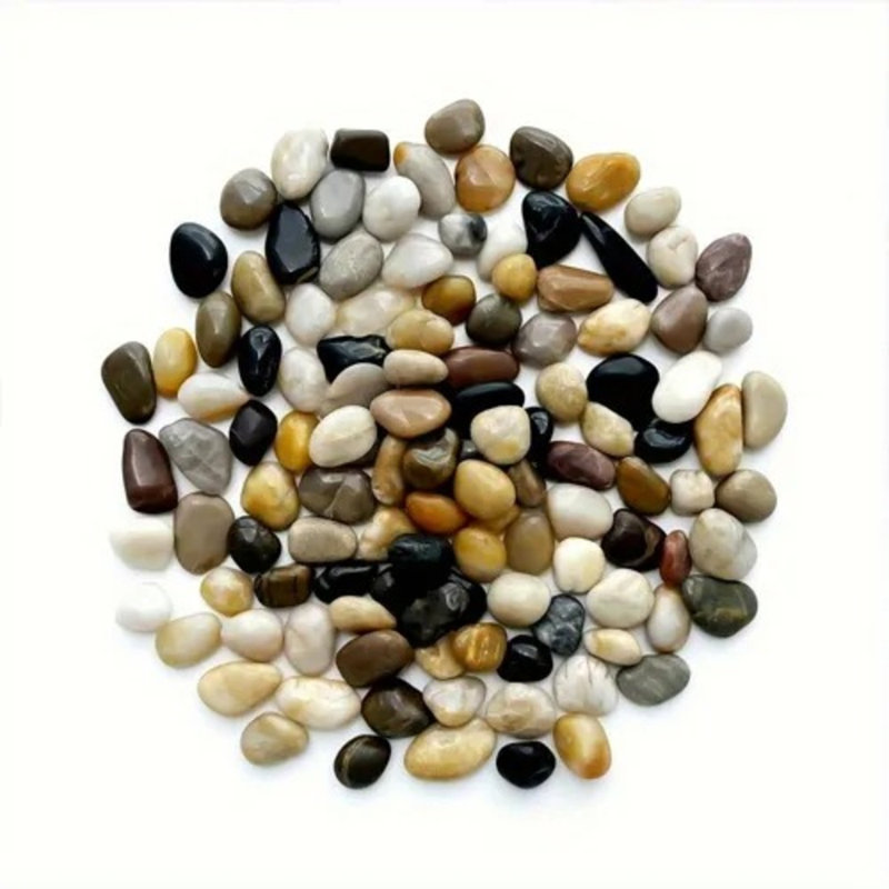 Pierre de jardin 38 lb - Roches de rivière polies pour l'aménagement paysager, les allées, les pots de plantes, les vases, l'artisanat (1 à 3 pouces, mélange blanc / noir / gris-jaune)