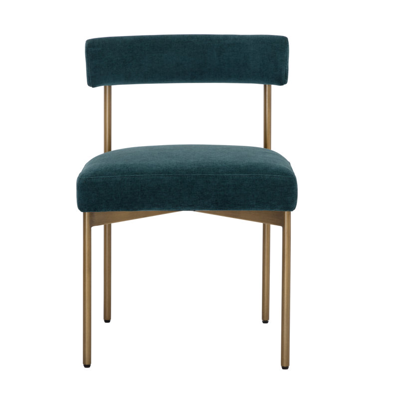 Chaise rembourrée H 19,75 po Freida, Sarcelle, Doré