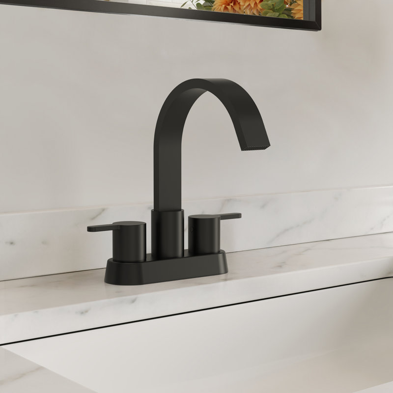 Robinet de salle de bain à ensemble central avec drain, robinet de salle de bain à 2 poignées, Noir mat