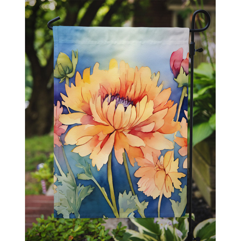 Chrysanthèmes dans un drapeau de jardin aquarelle
