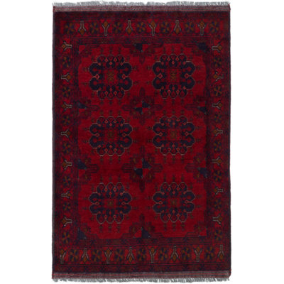 Tapis en laine brun/beige 3 pi 2 po x 4 pi en laine noué la à la main one-of-kind Kaler