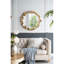 35,35 po Large miroir mural en métal avec embellissement de feuille d'or, accessoire de salon moderne, fer robuste et