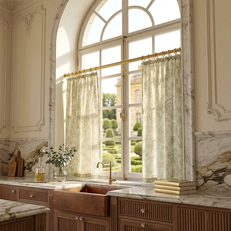 Linen Blend Floral Kitchen Curtain Kitchen Pelmet