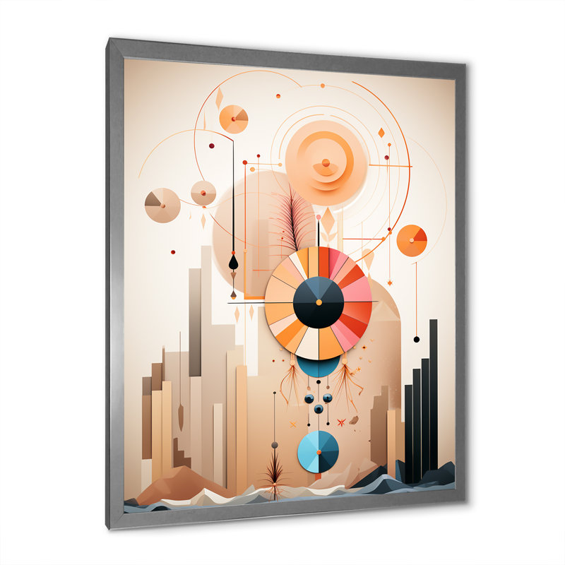Glorious Elegance Art Nouveau Abstract Geometric I - Modern Geometric Wall Decor, Cadre simple argenté, 32" H x 24" W x 1" D