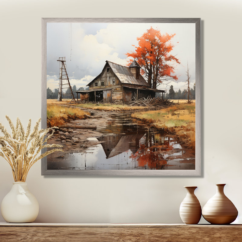 Art mural sur toile Barns, H 24 po x l 24 po x P 1 po, Cadre flottant noir