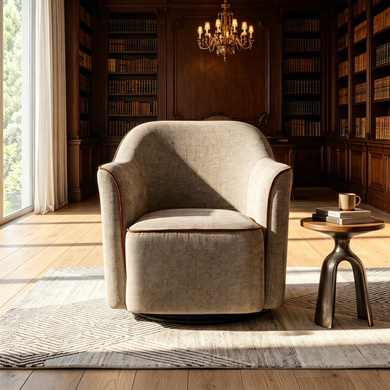 Fauteuil demi-tonneau en chenille, Grey Chenille