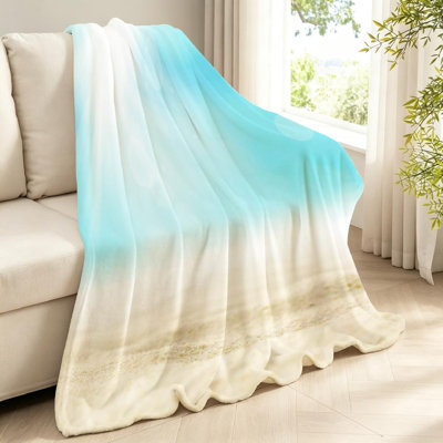 Jeté en molleton transparent ultra doux en flanelle, plage tropicale avec imprimé soleil d'un côté