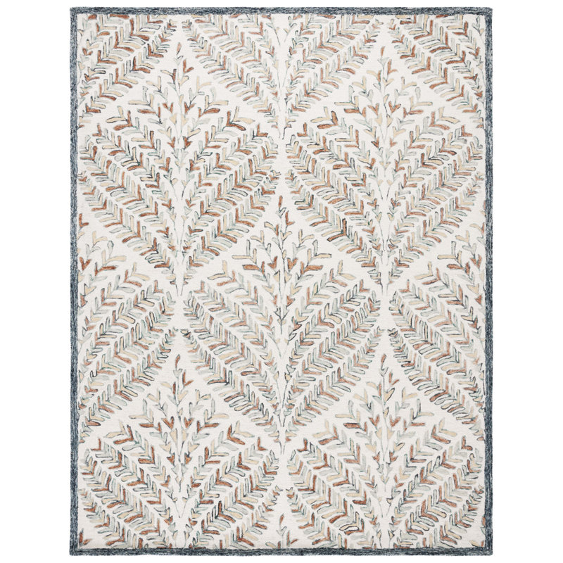 Tapis ivoire / vert Janeidy 208, Rectangle 8 pi x 10 pi