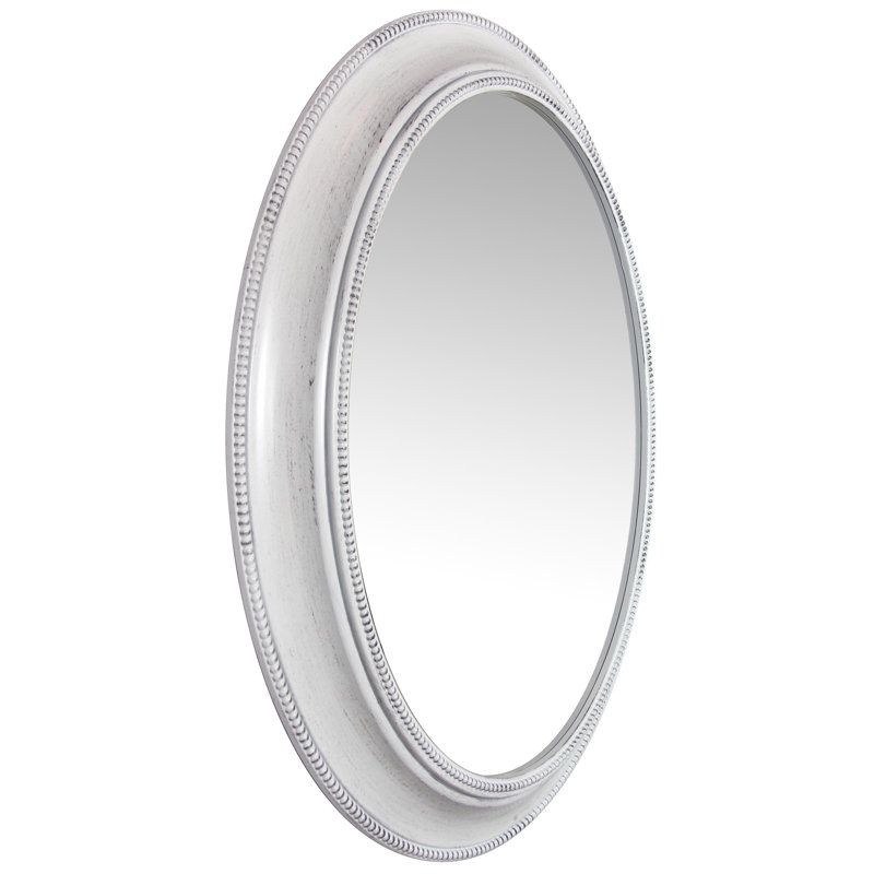 Victorian Oval Plastic Wall Mirror 30 Inches, White
