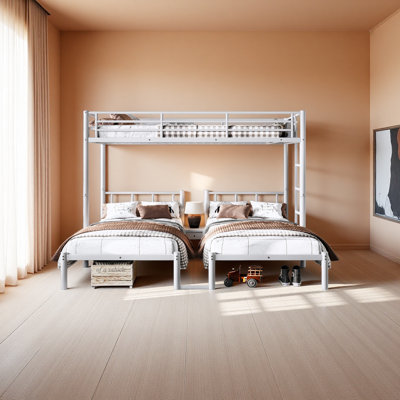 Sturdy Construction Twin Over Twin & Twin Bunk Beds For 3, Twin XL Over Twin & Twin Bunk Bed Metal Triple Bunk Bed
