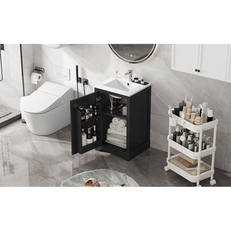 Meuble-lavabo de 20 po avec lavabo, Noir