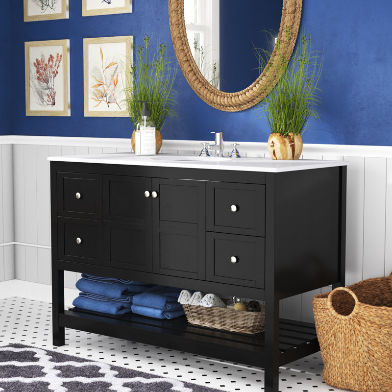 Krish 48'' Single Bathroom Vanity with Top, Black