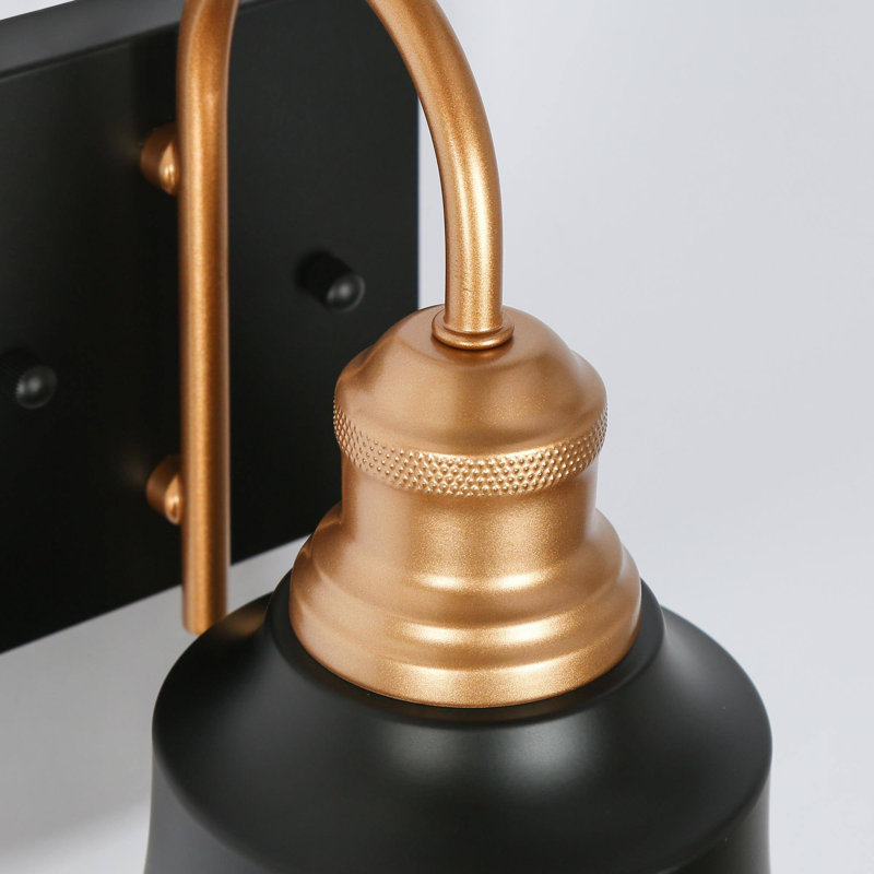 Modern 1-Light Black & Gold Metal Wall Sconce for Damp Indoor Use