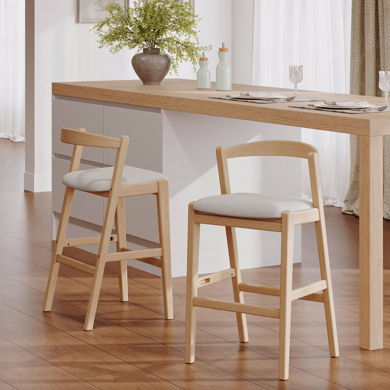 Ensemble de 2 chaises de salle à manger, tabouret de bar en bois d'hévéa