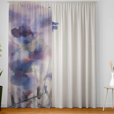 Watercolor Lavender Flowers Blackout Curtains for Home Decor