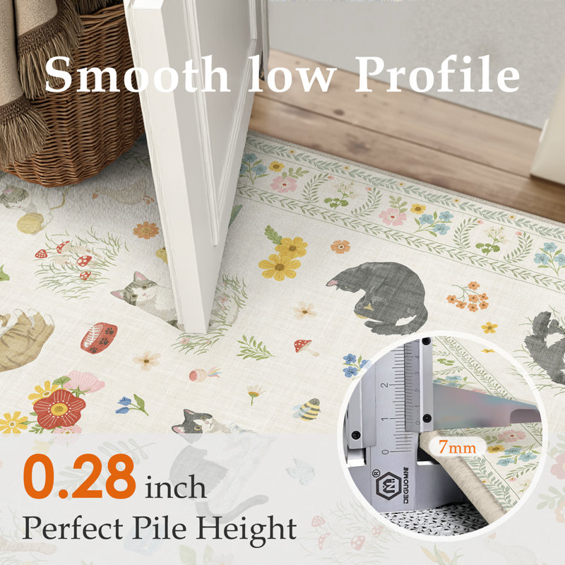 Paw & Petal Cat Garden Area Rug, Beige, Runner 2' x 8'