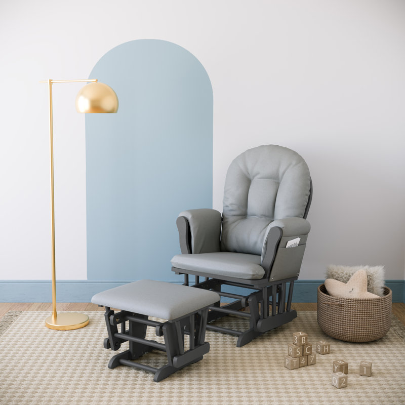 Hoop Glider with Ottoman, Gray, Light Gray