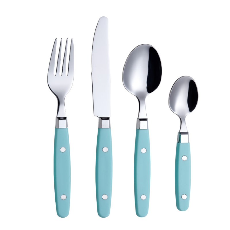 Latitude Run® Blimi Stainless Steel Flatware Set - Service for 6, Turquoise