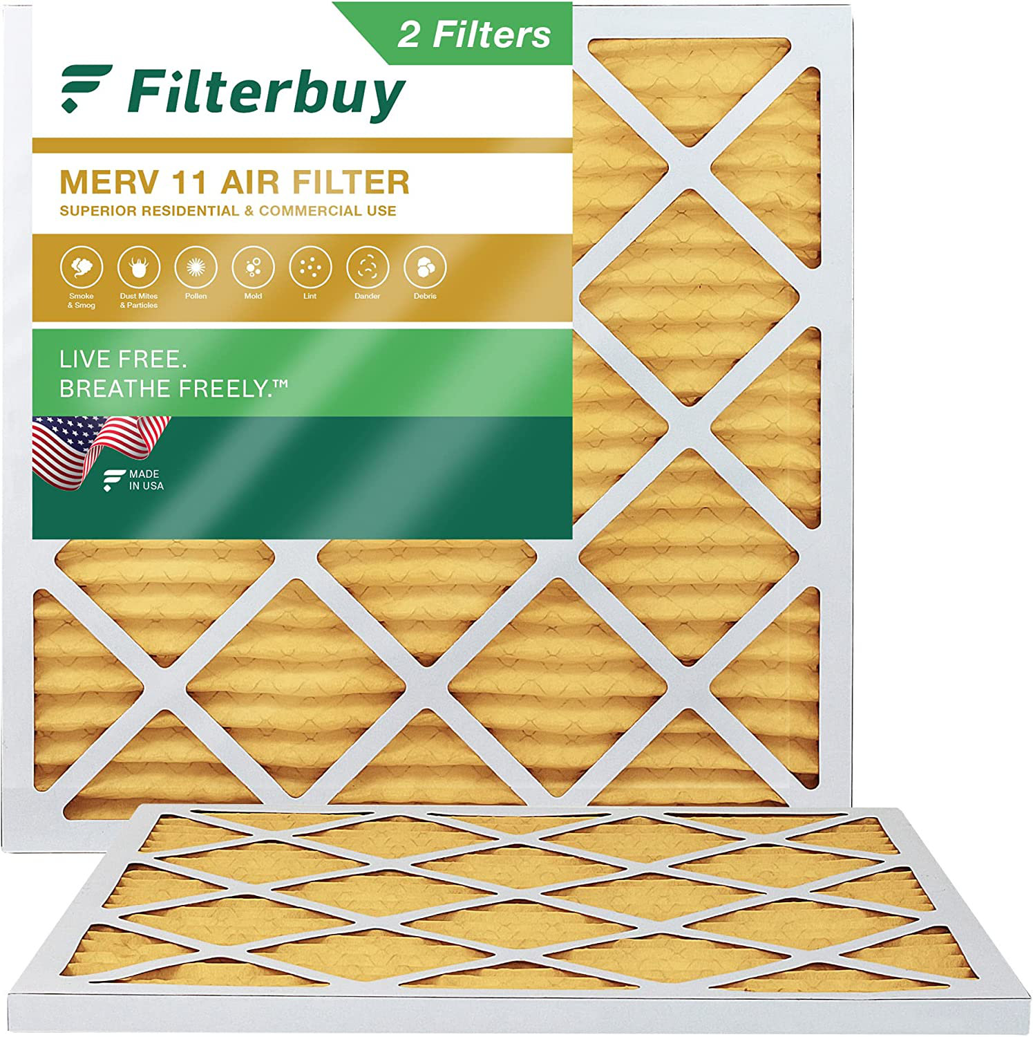 Filterbuy 10x10x1 Air Filter MERV 11, Pleated HVAC AC Furnace Filters ...