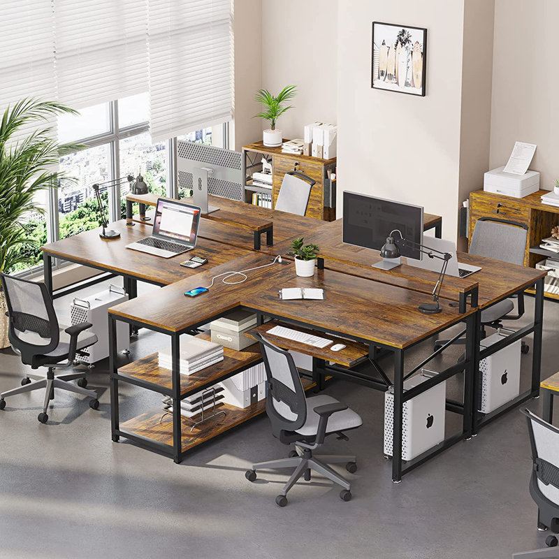 Double Computer Desk, Brown