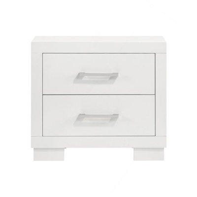 2 Drawers MDF Nightstand In Cream White Finish