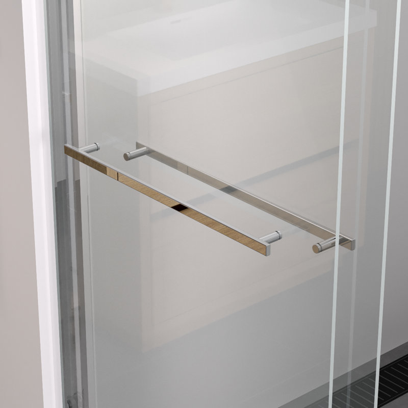 Porte de douche coulissante en aluminium de 74 po de hauteur avec installation réversible, poignée en acier inoxydable, imperméable et sécuritaire dans la salle de bain 56 - Quincaillerie double de 60 po x 74 po, rouille