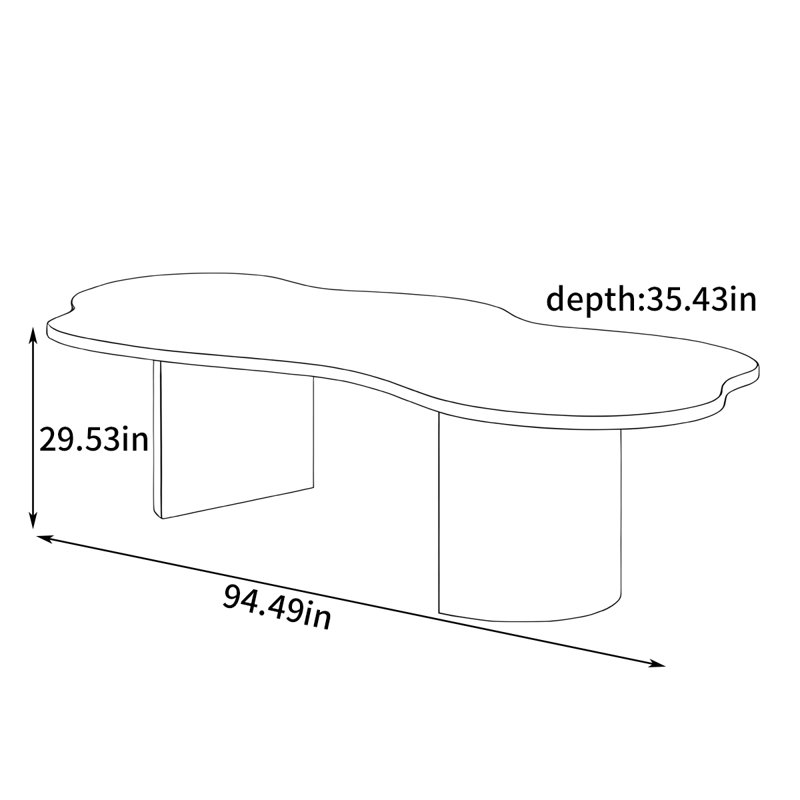 Bureau simple et unique, H 29,53 po x l 94,49 po x P 35,43 po