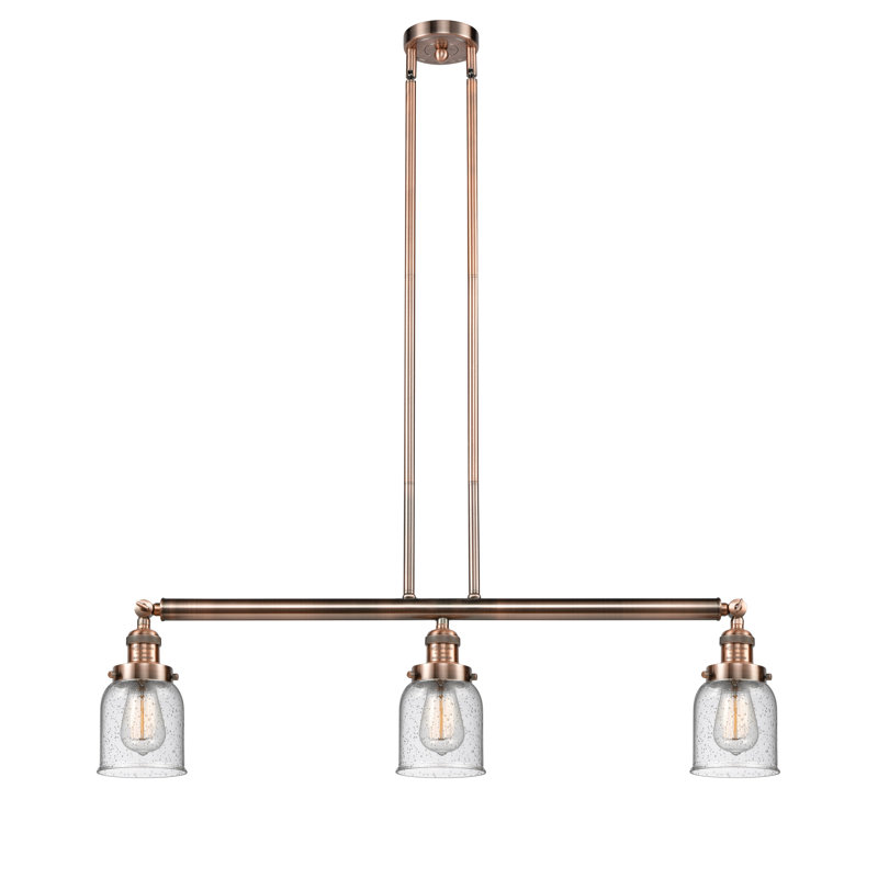 Tom 3 - Light Kitchen Island Pendant, Seedy, Satin Gold, 6 Watt Vinage LED Bulb