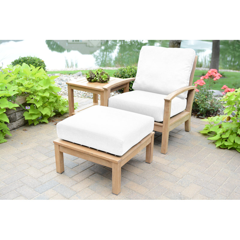 St. Lucia Teak Outdoor Lounge Chair, Canvas Natural Sunbrella® Canvas