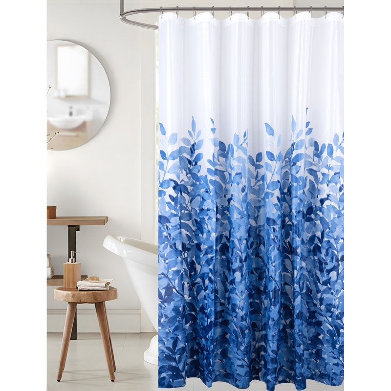 Rideau de douche imperméable avec crochets Patchen Peva, Bleu