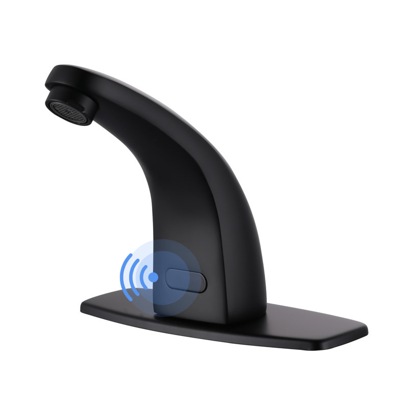 Automatic Sensor Bathroom Faucets Touchless Centerset Bathroom Faucet with Cover Plate, Matte Black