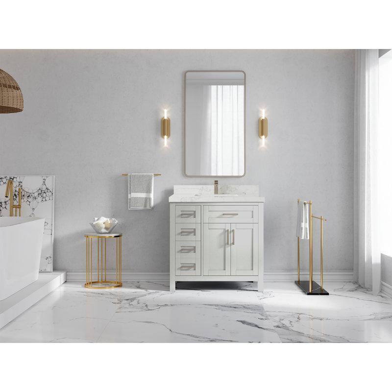 Ensemble de meuble-lavabo simple 36 po, Calacatta Nuvo, Blanc